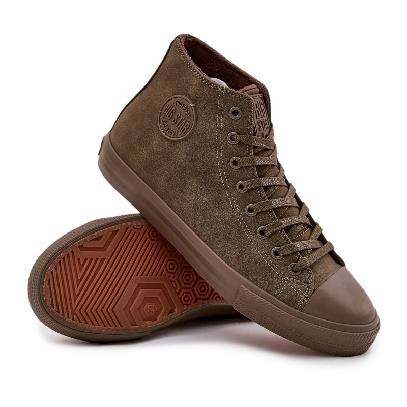Trampki Męskie Ocieplane Z Eko Skóry Big Star OO174250 HI-POLY SYSTEM Khaki-40