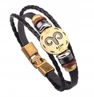 Bransoletki - BRANSOLETA ZNAK ZODIAKU BRANSOLETKA SKÓRZANA BARAN - miniaturka - grafika 1