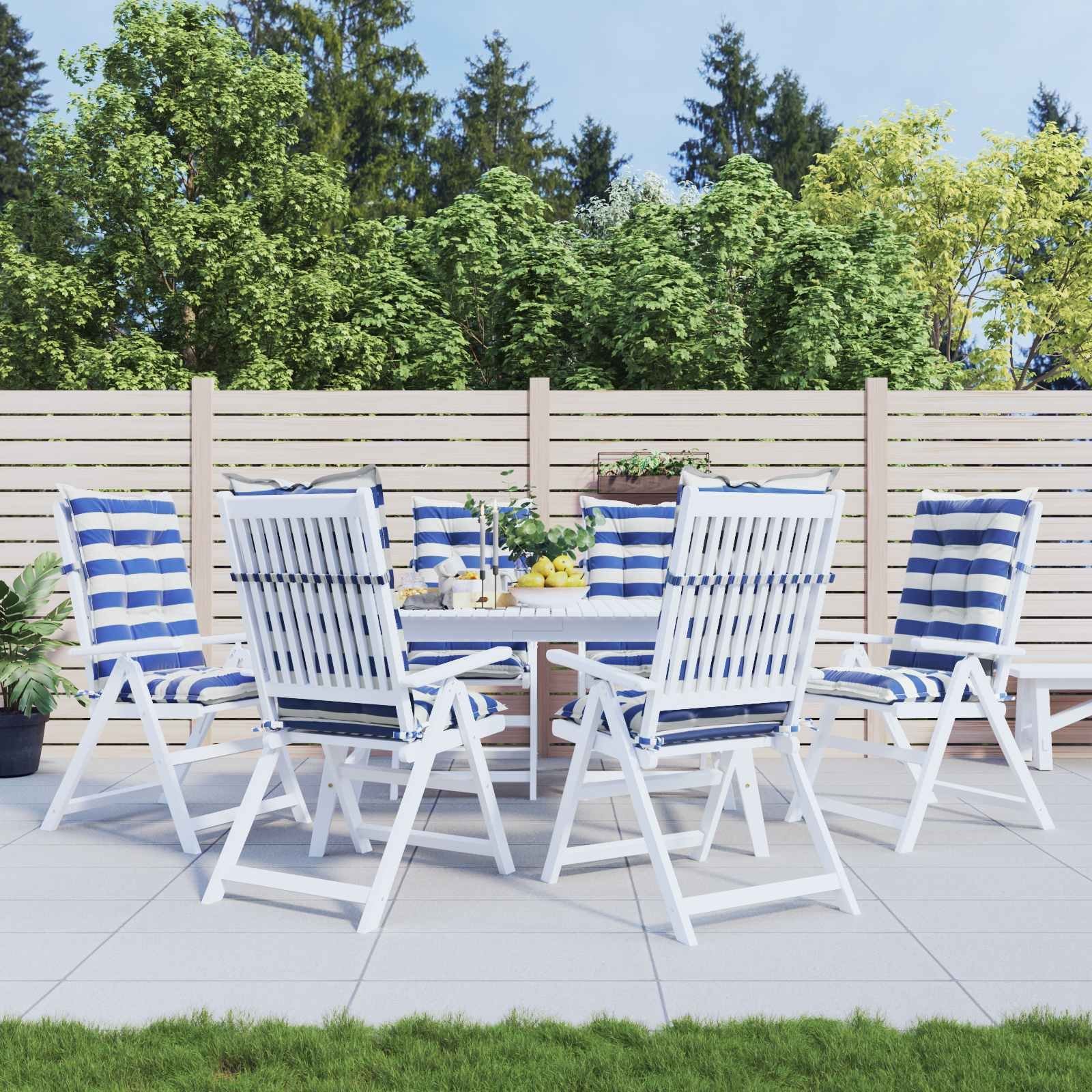 vidaXL Poduszka na zewnątrz 6 pcs Niebieski i biały 120 x 50 x 7 cm 42040529