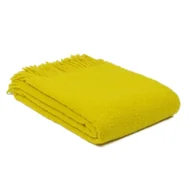 Koce - Koc wełniany merynos Bukle 140x200 żółty cytrynowy z frędzlami - miniaturka - grafika 1