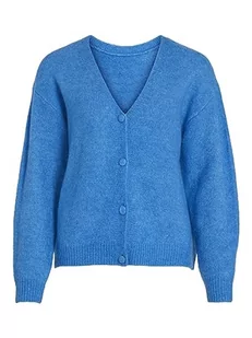 Vila Damska kurtka Vijamina Oversize L/S Knit Cardigan-Noos, French Blue/Szczegóły: melanż, S - Kurtki damskie - miniaturka - grafika 1