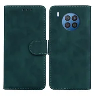 Etui i futerały do telefonów - Dla Huawei nova 8i / Honor 50 Lite Skin Feel Pure Color Skórzane etui na telefon z klapką Zielony - miniaturka - grafika 1
