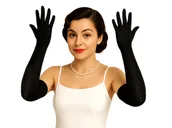 Dodatki do strojów karnawałowych - Rękawiczki karnawałowe czarne długie - 1 szt - miniaturka - grafika 1