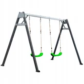 Place zabaw - POTENZA Huśtawka ogrodowa metalowa podwójna stelaż POLSKI z huśtawkami - miniaturka - grafika 1