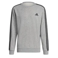Bluzy sportowe męskie - Bluza adidas Essentials French Terry 3-Stripes GK9101 - szara - Adidas - miniaturka - grafika 1