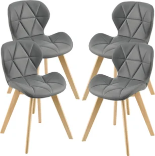 Krzesło do jadalni Älmhult zestaw 4 krzeseł bukowych 81x57 cm imitacja skóry Krzesło do salonu Krzesło kuchenne szare - Krzesła - miniaturka - grafika 1