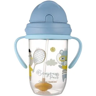 Canpol babies Nevylévací hrneček se slámkou a závažím BONJOUR PARIS 270ml niebieski - Bidony dla dzieci - miniaturka - grafika 1