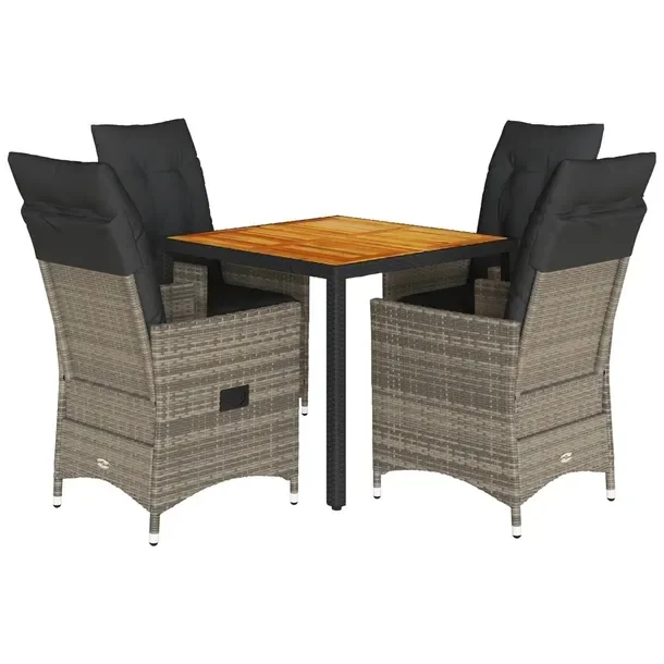 Zestaw mebli ogrodowych szary rattan PE, stół 90x90x75 cm, krzesła 56x59