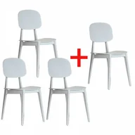 Krzesła - Plastikowe krzesło do jadalni SIMPLY 3+1 GRATIS, białe - miniaturka - grafika 1