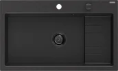 Zlewozmywaki - Mexen Omar zlewozmywak granitowy 1-komorowy 800 x 480 mm, czarny/srebrny metalik, syfon czarny - 6520801005-73-B - miniaturka - grafika 1