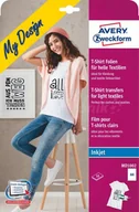 Etykiety do drukarek - Avery Zweckform Folie do wprasowywania na jasne tkaniny A4 10 ark. białe - miniaturka - grafika 1