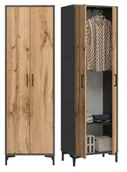 Meble do przedpokoju - Szafa Na Ubrania Garderoba 2 Drzwi+wieszak Grafit Dąb Wotan Santago 2D - miniaturka - grafika 1