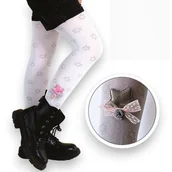 Rajstopy dziecięce - Rajstopy dla dziewczynki Knittex z aplikacją 3D Lilibeth 60 DEN Białe - miniaturka - grafika 1