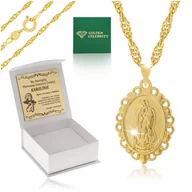 Biżuteria dla dzieci - DAMSKI ZŁOTY NASZYJNIK + ZAWIESZKA MEDALIK MATKA BOSKA 18K + GRAWER GRATIS - miniaturka - grafika 1