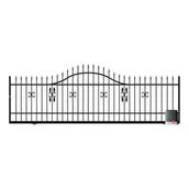 Ogrodzenia - Brama przesuwna Tytus ocynk RAL9005 400 x 120 - 150 cm z automatem bez przeciwwagi prawa - miniaturka - grafika 1