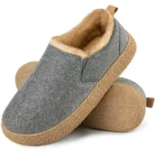 Skarpetki dla dzieci - MERRIMAC Damskie kapcie ze sztucznego filcu zamknięte plecy ciepłe wygodne antypoślizgowe pianka z pamięcią kształtu buty domowe z elastycznymi wypustkami, Popielaty, 9/10 UK - miniaturka - grafika 1