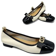 Półbuty damskie - Półbuty Damskie Skórzane na Obcasie Loretta Vitale Beżowe Eleganckie 40 - miniaturka - grafika 1