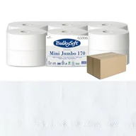 Papier toaletowy - Papier toaletowy mini jumbo długi 170m biały gładki 2 warstwy Bulkysoft Premium 72 rolek - miniaturka - grafika 1