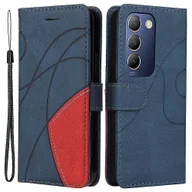 Portfele - Skórzany futerał Do vivo V40 SE 5G / Y200e 5G Case Portfel Kolor łączenia pokrowca na telefon Niebieski - miniaturka - grafika 1