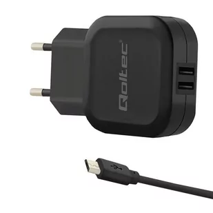 Qoltec Ładowarka sieciowa 17W | 5V | 3.4A | 2xUSB + kabel Micro USB AZQOLUL00050187 - Ładowarki do telefonów - miniaturka - grafika 2