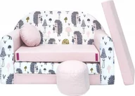 Fotele i pufy dla dzieci - Sofa dziecięca kanapa wersalka rozkładana 160cm + podnóżek i poduszka - HX1 - miniaturka - grafika 1