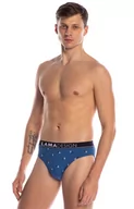 Majtki męskie - Bawełniane męskie slipy standard w kotwice 2-pack M-1014SD, Kolor granatowy-wzór, Rozmiar L, LAMA - Intymna - miniaturka - grafika 1
