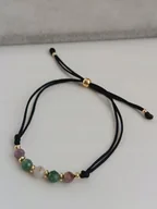 Bransoletki - BRANSOLETKA REGULOWANA ZIELONY I RÓŻOWY TURMALIN KWARC HEMATYT STAL STOPER - miniaturka - grafika 1