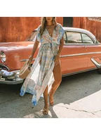 Sukienki - LA Angels Sukienka w kolorze beżowo-błękitnym - miniaturka - grafika 1