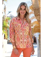 Bluzki damskie - Bleu d'Azur Bluzka "Nambour" w kolorze jasnoróżowo-pomarańczowym - miniaturka - grafika 1