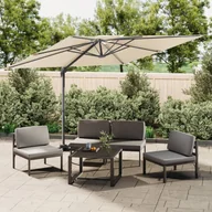 Parasole ogrodowe - vidaXL Wiszący parasol z podwójną czaszą, piaskowy, 400x300 cm - miniaturka - grafika 1