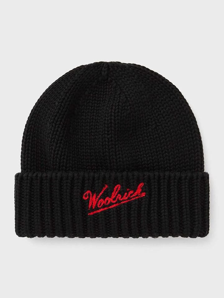 Woolrich Wełniana czapka w kolorze czarnym