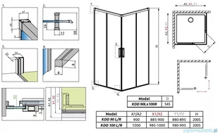 Radaway Idea White Kdd kabina 90x100cm szkło przejrzyste 387060-04-01L/387062-04-01R - Kabiny prysznicowe - miniaturka - grafika 2