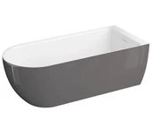 Wanny - Polimat Wanna przyścienna Murena 170x75 cm owalna stylowy grafit syfon chrom 00746 - miniaturka - grafika 1