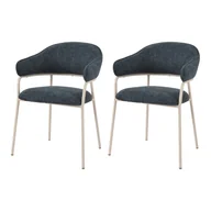 Krzesła - Krzesła Rebecca Mobili Guanabana 82,5x57x56,5 Tkanina poliestrowa Stal Granatowy Biały Nowoczesny ZESTAW 2 sztuki - miniaturka - grafika 1