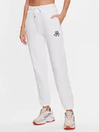 Spodnie sportowe damskie - Tommy Hilfiger Spodnie dresowe WW0WW40083 Biały Tapered Fit - miniaturka - grafika 1