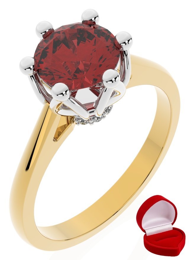 ZŁOTY PIERŚCIONEK ZARĘCZYNOWY 585 14k RUBIN 1 ct + PUDEŁKO CERTYFIKAT R12