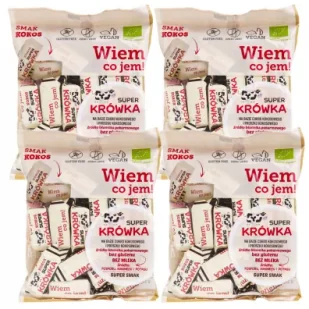 Super Krówka Krówki bezmleczne kokosowe Zestaw 4 x 150 g Bio - Cukierki - miniaturka - grafika 1