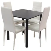 Meble do sypialni - Zestaw stół Lugano 80 czarny i 4 krzesła Nicea białe - miniaturka - grafika 1