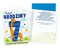 Kartki okolicznościowe i zaproszenia - Karnet B6 Urodziny 7 żyrafa - Kukartka - miniaturka - grafika 1