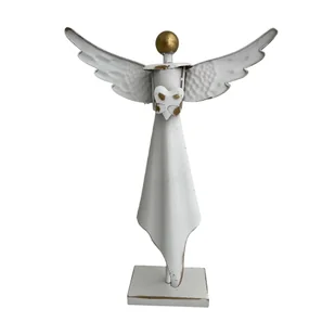 ANIOŁ DEKORACJA Z METALU BIAŁY ANIOŁ DEKORACJA ŚWIĄTECZNA - Ozdoby bożonarodzeniowe - miniaturka - grafika 1