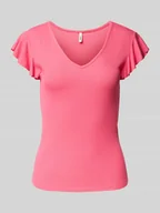 Koszulki i topy damskie - T-shirt o kroju slim fit z prążkowaniem model ‘BELIA’ - miniaturka - grafika 1