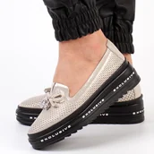 Półbuty damskie - Złote skórzane półbuty damskie na platformie S.Barski 400 - S.BARSKI - miniaturka - grafika 1