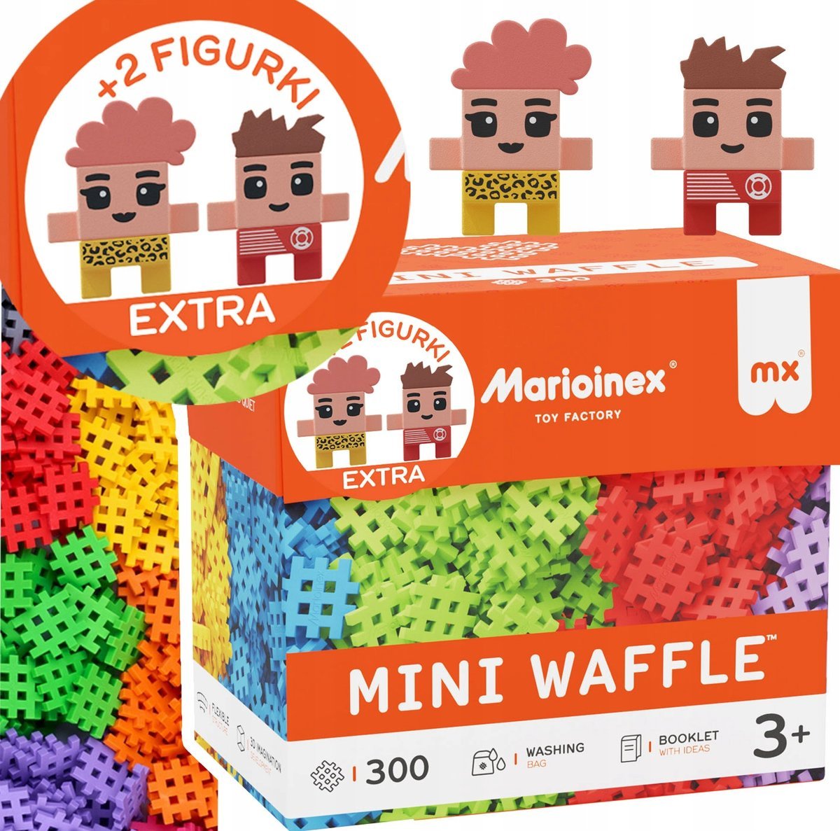 Polskie Klocki Marioinex Wafle Mini 302 el. w tym 2 figurki dla dzieci 3+