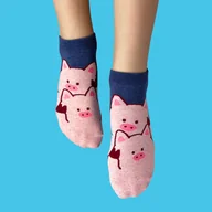 Skarpetki damskie - Skarpetki w świnki - Two pigs socks - Słodki prezent dla niej - miniaturka - grafika 1