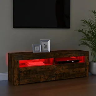 Lumarko Szafka pod TV z oświetleniem LED, przydymiony dąb, 120x35x40 cm - Szafki RTV - miniaturka - grafika 12