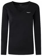 Koszulki i topy damskie - Pepe Jeans Damska koszulka Corine L/S, 999 czarny., M - miniaturka - grafika 1
