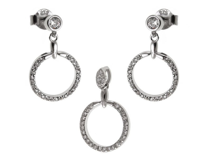 Komplet srebrny wiszące kółko z0717- 3,3g.