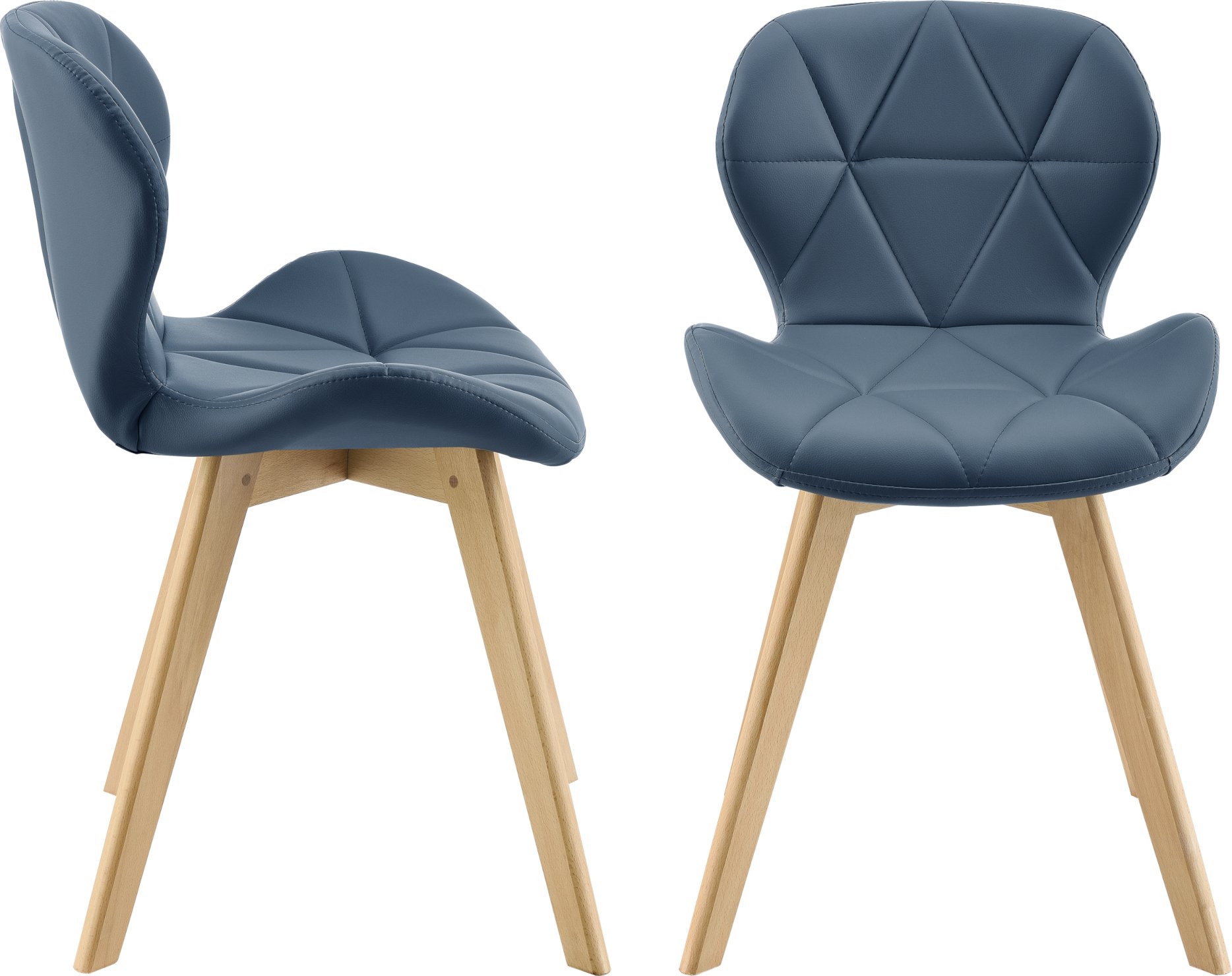 [en.casa] Krzesło do jadalni Älmhult zestaw 2 krzeseł bukowych 81x57 cm imitacja skóry Krzesło do salonu Krzesło kuchenne Niebieski