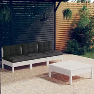 Meble ogrodowe - Lumarko 4-cz. ogrodowy zestaw wypoczynkowy, antracytowe poduszki, sosna - miniaturka - grafika 1