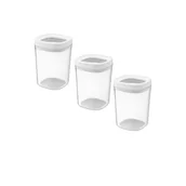 Pojemniki kuchenne - Zestaw 3 pojemników spożywczych transparentnych białych 1000 ml AMOS - miniaturka - grafika 1